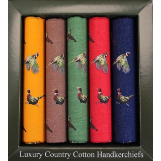 Soprano 5 Colour Pheasant Patterned Cotton Hanky Set