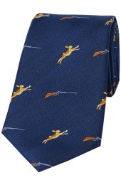 Soprano Hares and Shotguns On Blue Ground Country Silk Tie