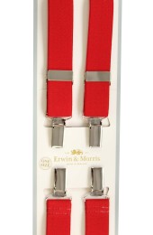 Erwin & Morris made in UK  Plain Red 25mm  Nickel  4 Clip Braces