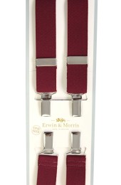 Erwin & Morris made in UK  Plain Wine 25mm Nickel  4 Clip Braces