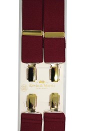 Erwin & Morris made in UK Wine 35mm Gilt Feathered 4 Clip Braces