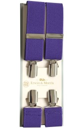 Erwin & Morris made in UK  Purple 35mm Nickel Feathered 4 Clip Braces