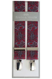 Erwin & Morris Made in UK Wine Edwardian Paisley 35mm 4 Clip Braces