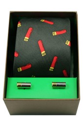 Gun Cartridges On Green Ground Tie Cufflink Set