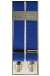 Erwin & Morris Made In UK Blue 35mm 4 Clip X Back Braces
