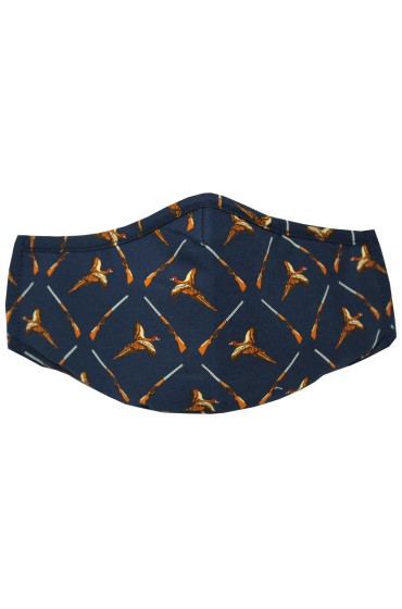 Navy Pheasants Washable And Reusable 100% Cotton Face Mask 