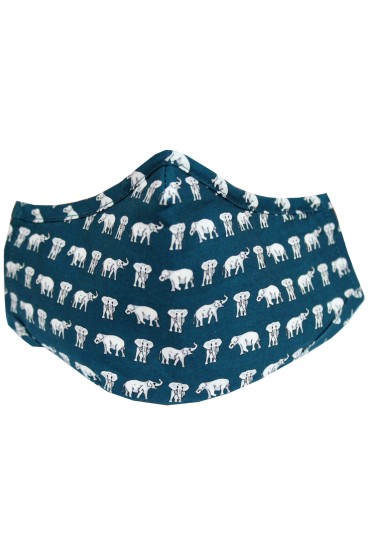 Navy Elephants Washable And Reusable 100% Cotton Face Mask 