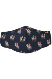 Navy Racehorse Theme Washable And Reusable 100% Cotton Face Mask 