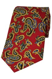 Soprano Vintage Paisley Silk Tie On Red Ground
