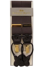 Erwin & Morris Made In UK Brown 2 in 1 Luxury 35mm Gilt Clips Or Leather End Trouser Braces