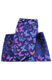 Posh & Dandy Butterflies on Navy Silk Tie and Pocket Square
