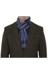 Erwin & Morris Navy Blue Check Mens Scarf Supplied in a Gift Box