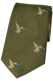 Soprano Flying Ducks On Country Green Ground Country Silk Tie