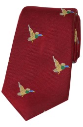 Soprano Flying Ducks On Red Ground Country Silk Tie