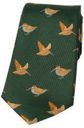 Soprano Woodcocks On Country Green Ground Country Silk Tie