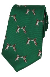 Soprano Boxing Hares On Country Green Ground Country Silk Tie