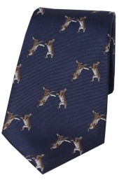 Soprano Boxing Hares On Navy Ground Country Silk Tie