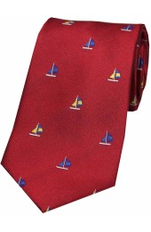 Soprano Sailing Boats on Red Ground Country Silk Tie
