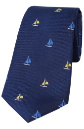 Soprano Sailing Boats on Blue Ground Country Silk Tie