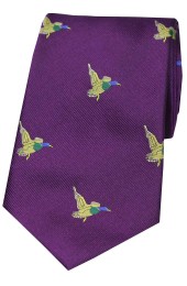 Soprano Flying Ducks On Purple Ground Country Silk Tie