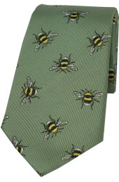 Sage Green Bumble Bee Luxury Silk Tie 