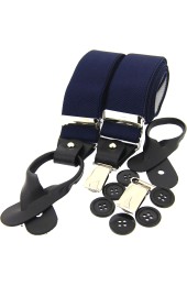 Soprano Navy 35mm Leather End Braces